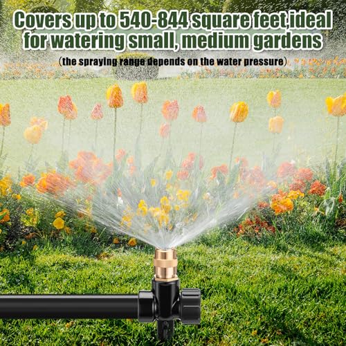 Tioncy 4 Pack Metal Lawn Sprinklers with Adjustable Brass Nozzle, Black - color: Black