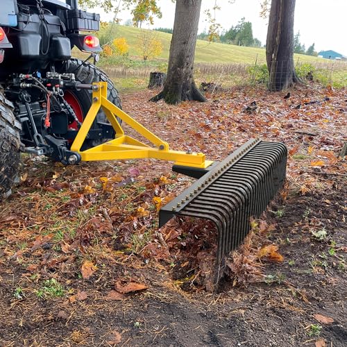 YITAMOTOR 3 Point Landscape Rock Rake for CAT 1, 5 FT Attach Tractor Rake - size: 60 Inch