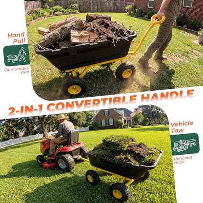 Sekey Garden Dump Cart, 1000 lb Capacity, Quick-Release Bed - color: Black, size: 1000lbs