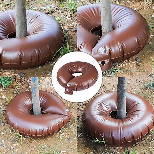 4 Pack 10 Gallon Tree Watering Bags - Slow Release Drip Irrigation System Reusable PVC Watering Ring with Automatic Root Drip for Trees & Shrubs | Heavy Duty Refillable Water Pouch (Brown, 20 Gallon) - color: Brown, size: 20 Gallon
