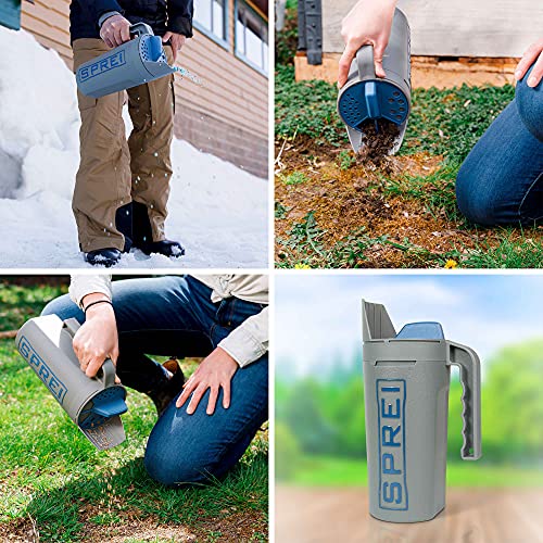 Spot Spreader 80 oz Handheld Shake Dispenser for Salt, Seed, Grass and Garden Multiple Sized Openings for a Variety of Uses