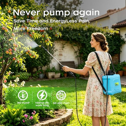 2-Gallon Battery-Powered Sprayer,6 Nozzles,2 Spray Modes, Telescopic Pole