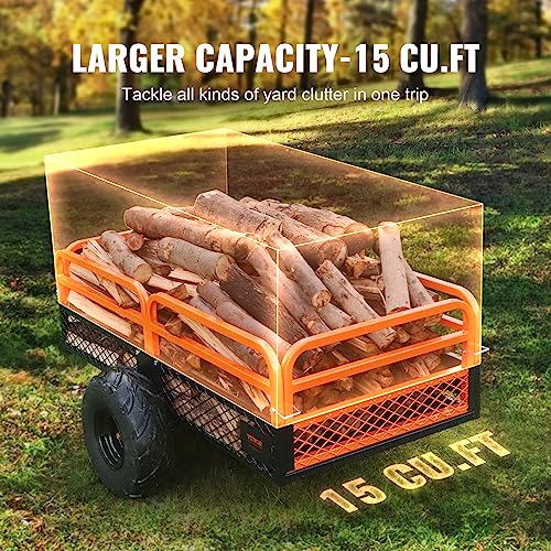 VEVOR ATV UTV Trailer Tow Behind Dump Cart - color: Orange+black