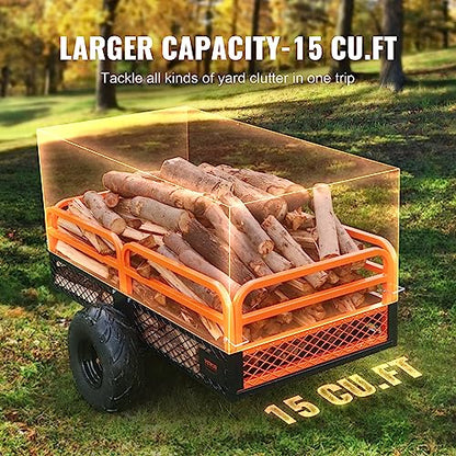 VEVOR ATV UTV Trailer Tow Behind Dump Cart - color: Orange+black