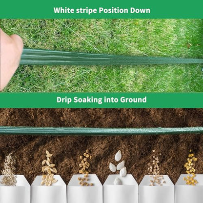 Watoo 2026 Sprinkler Hose & Soaker Hose for Yard - 150 FT Reinforced Flat Garden Hose with Holes, Heavy Duty No-Kink Lawn Irrigation Hose (Includes Stakes, High Pressure Spray) - size: 150FT(75FT*2)