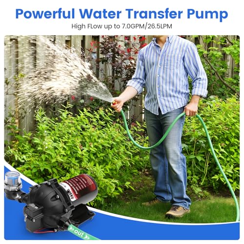 ANBULL 12V 5-Chamber Water Transfer Diaphragm Pump,7.0GPM 75PSI - size: 12V, 7.0GPM75PSI