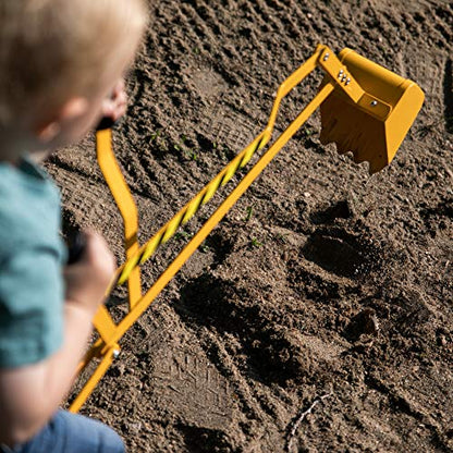 Fat Brain Toys Crane Digger - Metal Sandbox Excavator with Seat for Ages 3+