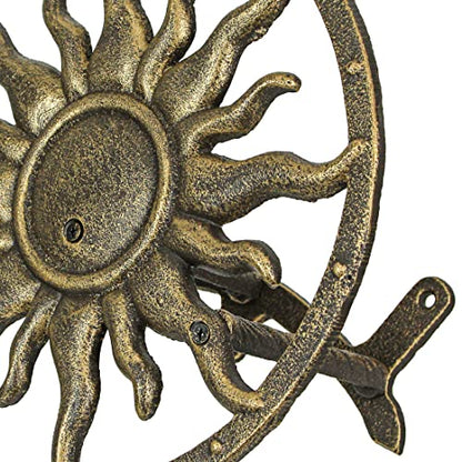 Zeckos Garden Hose Holder Sun 11.5 Inch Cast Iron Bronze - color: Sun - Bronze