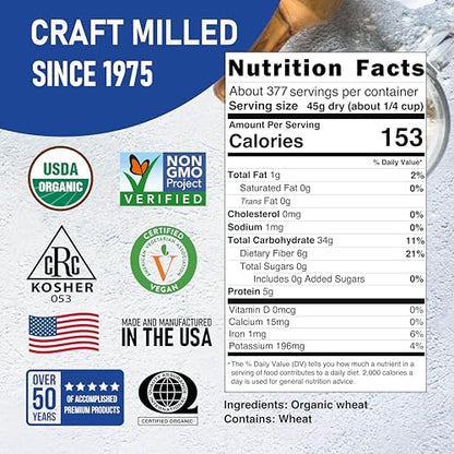 Great River Milling Organic Soft White Wheat Berries, Non-GMO, 25 lb