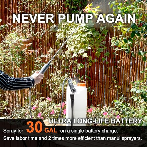 HIFAY ESX-8 Electric Sprayer, Garden Sprayer 2 Gallon,Weed Sprayer in Lawn & Garden,Rechargeable Battery Powered Sprayer with Telescopic Wand,Plant Mister,Indoor Watering Can for Plants (Translucent) - color: Translucent