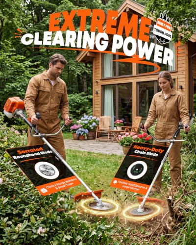 52cc Gas Weed Eater, 4-in-1 Brush Cutter, Orange Silver - color: Orange Silver