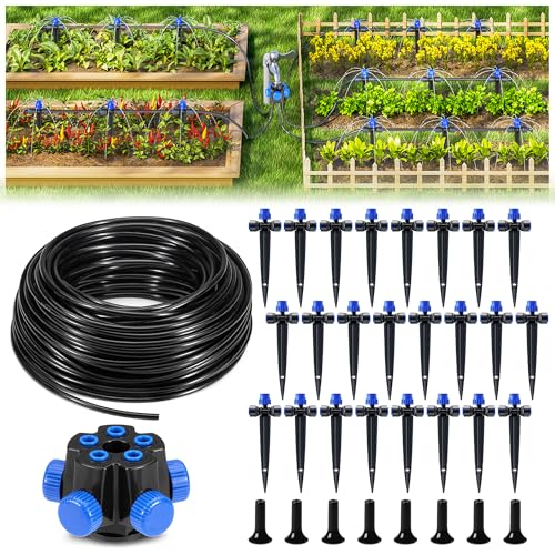 HIRALIY 100FT Drip Irrigation Kit for Raised Beds & Gardens - size: 100FT