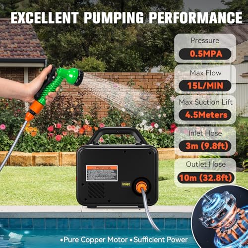 21V Battery Powered Water Pump 240GPH Cordless Water Transfer Pump