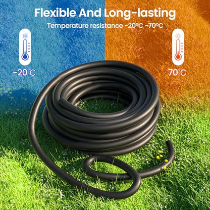 MIXC 50FT 1/2" Irrigation Tubing, 0.7" OD x 0.5“ ID Hose with 4 Connectors - size: 50FT 1/2'' Main Tube