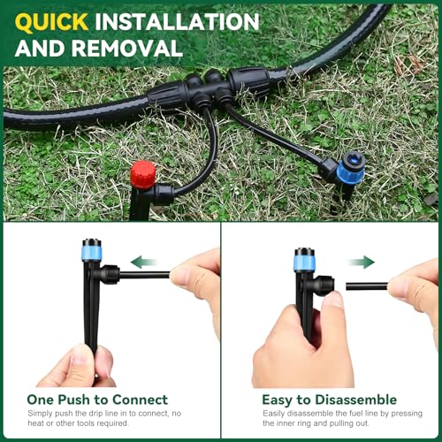 Drip Irrigation System for Garden, 2026-Upgraded Quick Connect Garden Watering Kit All-in-One with 1/2 inch 1/4 inch Irrigation Tubing for Garden, Lawn, Greenhouse, Raised Beds (91FT) - size: 91FT