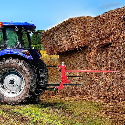 Garvee Three-Point Hay Spear Hitch for Tractor, Red Heavy Duty Bale Spear