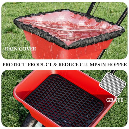 MOUMON 80LBS Push Broadcast Fertilizer Spreader, Walk-Behind Garden Seeder