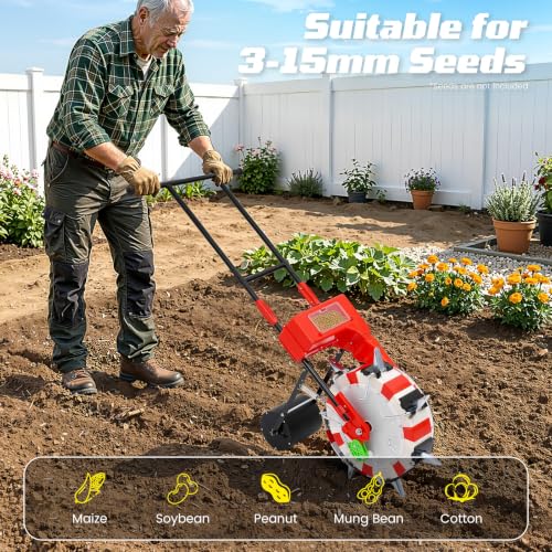 Walk-Behind Row Crop Planter, Hand-Push Garden Seeder with 7 Seed Nozzles - size: 7 Nozzles
