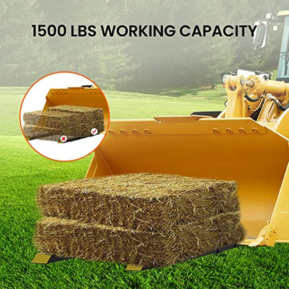60" Clamp on Pallet Forks, 2000 lbs Total Length Heavy Duty Pallet Forks with Adjustable Stabilizer Bar, Tractor Fork Attachment for Loader Bucket, Skid Steer - size: 60 inch 2000lbs