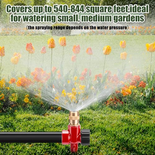 Tioncy 4 Pack Metal Lawn Sprinklers with Adjustable Brass Nozzle, Red - color: Red