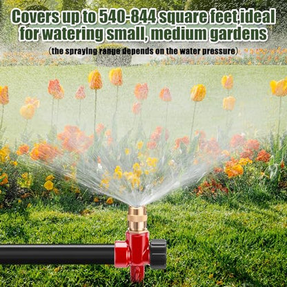 Tioncy 4 Pack Metal Lawn Sprinklers with Adjustable Brass Nozzle, Red - color: Red