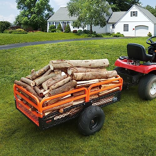 VEVOR ATV UTV Trailer Tow Behind Dump Cart - color: Orange+black
