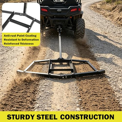 Driveway Drag, 60" Heavy Duty Steel Driveway Drag Harrow with Pin-Style Hitch, Tow Behind Grader for ATV, UTV, Garden Lawn Tractors – Adjustable Bars for Efficient Driveway and Lawn Maintenance - size: 60"