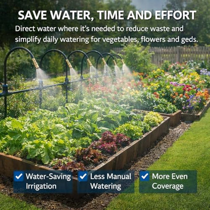 Drip Irrigation System 200FT 1/4", 36 Adjustable Copper Nozzles - color: 200ft