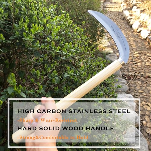 Grass Sickle Hoe Gardening Handheld Tool Weeding Tools for Garden (Beige) - color: Beige