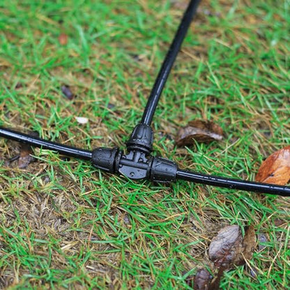 25 Pcs 1/4" Drip Irrigation Tee Fittings, Barbed Tee Connector - color: Black-3Way