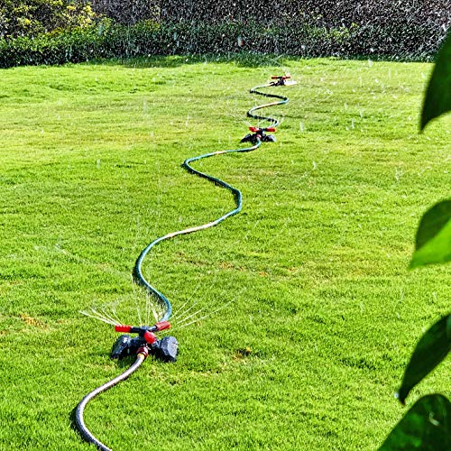 Eden 94120 Automatic Rotating Lawn and Garden Sprinkler for Yard, Large Area Coverage W/Quick Connect Starter Set, Weighted Base - style: On Weighted Base