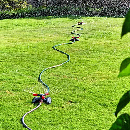 Eden 94120 Automatic Rotating Lawn and Garden Sprinkler for Yard, Large Area Coverage W/Quick Connect Starter Set, Weighted Base - style: On Weighted Base