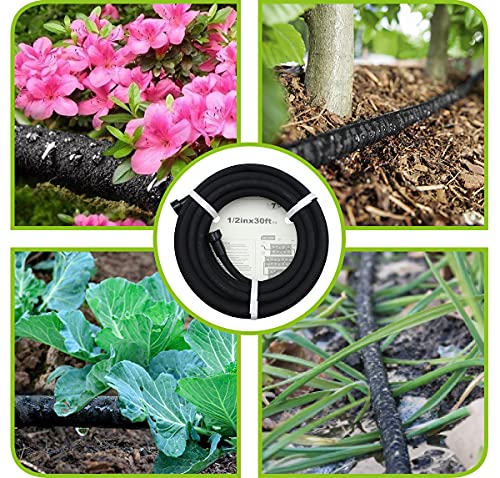 Short Soaker Hose 15ft 5/8" Round Rubber Garden Soaker Hoses - size: 15FT by 5/8"