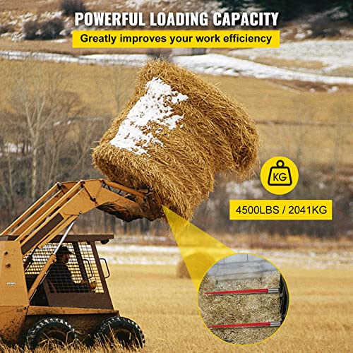 Mophorn Hay Spear 49" Bale Spear 4500 lbs Capacity, Bale Spike Quick Attach Square Hay Bale Spears 1 3/4" wide, Red Coated Bale Forks, Bale Hay Spike with Hex Nut & Sleeve for Buckets Tractors Loaders - size: 49"