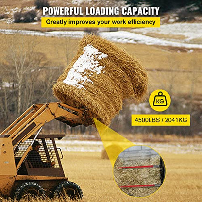Mophorn Hay Spear 49" Bale Spear 4500 lbs Capacity, Bale Spike Quick Attach Square Hay Bale Spears 1 3/4" wide, Red Coated Bale Forks, Bale Hay Spike with Hex Nut & Sleeve for Buckets Tractors Loaders - size: 49"