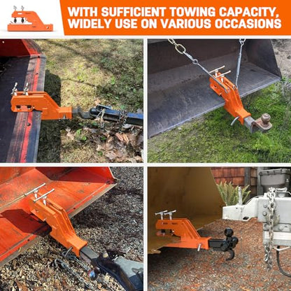 Tractor Clamp on Trailer Hitch, Tractor Bucket Hitch 2" Receiver Adapter - color: Orange