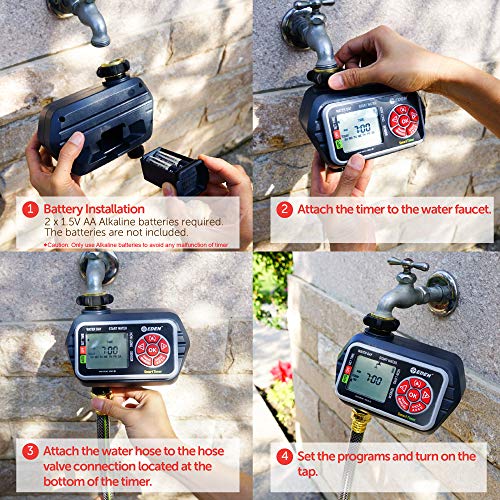 Eden 93411 1-Zone Digital Water Timer with LCD Display - Programmable Sprinkler System Manual Watering Rain Delay and Moisture Sensor Compatibility - size: 1 Zone