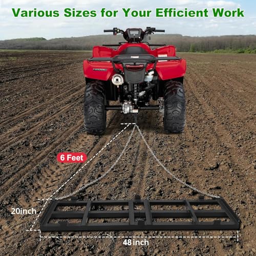 48*20inch Drag Harrow, Tow Behind Drag Harrow, Adjustable Bars&72in Chain - size: 48*20 inch