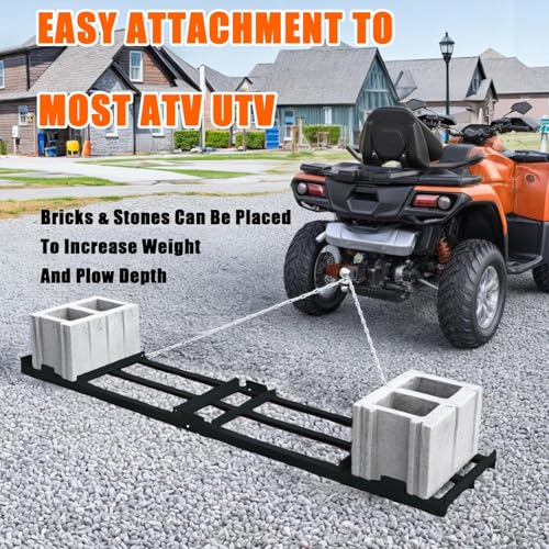 6FT Drag Harrow Driveway Grader with Chain - size: 48*20inch