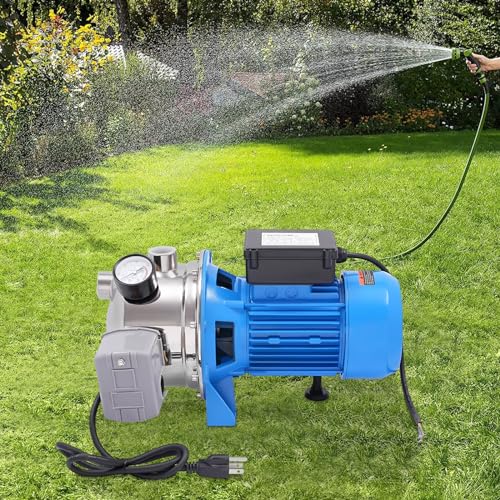 Shallow Well Pump, 110V Portable Electric Water Pump Stainless Steel Water Transfer Pump Garden Jet Pump Versatile Sprinkler Booster Pump for Gardening, Farms, Industrial Water (550W 0.75hp) - style: 550W 0.75hp