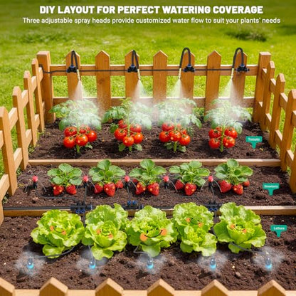 230FT Drip Irrigation Kit with 34 Emitters, 3 Spray Types, Watering System - size: 230FT