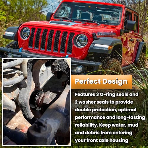 MG21103 Dana 30/44 Front Axle Tube Seal Pair For Jeep Wrangler JK JKU 2007-2018, YJ 1987-1995, TJ 1997-2006, LJ 2004-2006, Cherokee (XJ) 1984-2001, Grand Cherokee (ZJ) 1993-2001 (2PCS Black) - color: Black