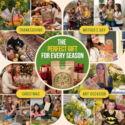 Organo Republic 25 Winter Vegetable & Green Seeds Variety Pack for Outdoors & Indoor Home Gardening 27670+ Non-GMO Heirloom Seeds: Broccoli Beet Carrot Collard Lettuce Radish Spinach Pea Kohlrabi