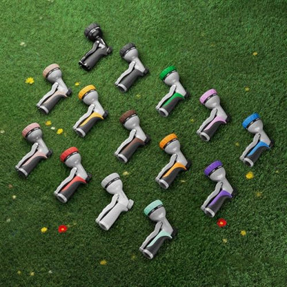 RESTMO Garden Hose Nozzle, Heavy Duty Metal Water Hose Nozzle with 7 Adjustable Spray Patterns, High Pressure Hand Sprayer with Flow Control, for Watering Plants & Lawns, Washing Cars & Pets, Gold - color: Gold
