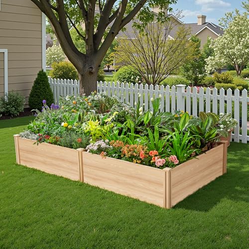 SPECRAFT 8x4 Ft Wood Raised Garden Bed, 15 Inch Deep Planter Box - size: 8x4 FT