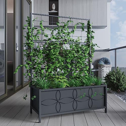 Zhongma Sturdy Raised Garden Bed with Trellis (15.75 x 35.43 x 48.8 in) for Vegetables Flower, Planter Box for Backyard Patio Balcony - size: 15.75 x 35.43 x 48.8 in