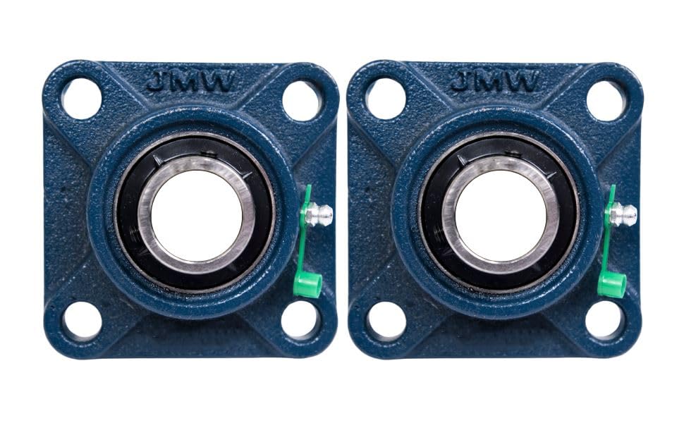 Jeremywell UCF202-10 Pillow Block Bearing (2 Pack), 5/8 inch Bore, Square, 4-Bolt Flange Mounted, Solid Base, Self-Alignment - size: UCF202-10