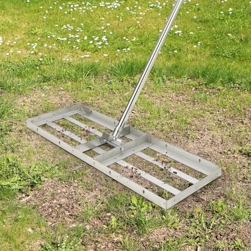 Heavy Duty Lawn Leveling Rake & Driveway Drag Harrow – 48–72" Wide, Tow-Behind Landscape Grader with Reinforced 4FT Chain, Adjustable Bars for ATV, UTV, Tractor, Mower – Gravel, Soil, Yard, - size: 36 in, Manual
