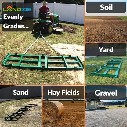 Drag Harrow 4 FT, Tow Behind Driveway Grader - Landzie - style: 4' Level