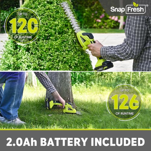 SnapFresh 20V Cordless 2-in-1 Hedge Trimmer & Grass Shears - color: Light Green